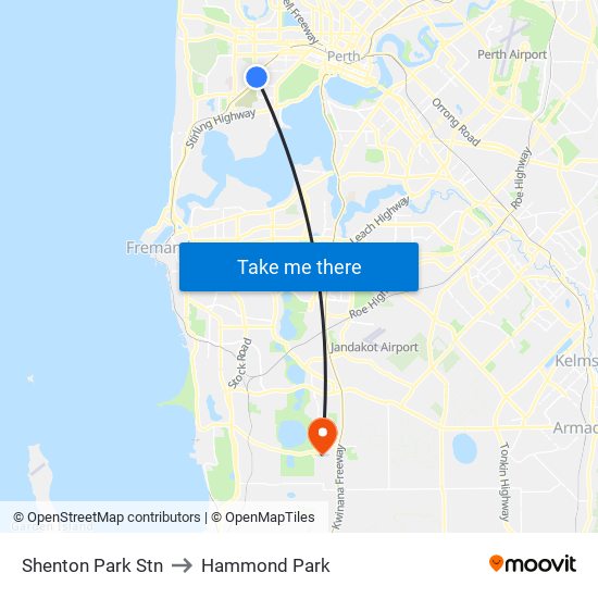 Shenton Park Stn to Hammond Park map