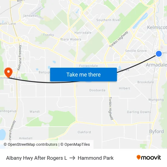 Albany Hwy After Rogers L to Hammond Park map