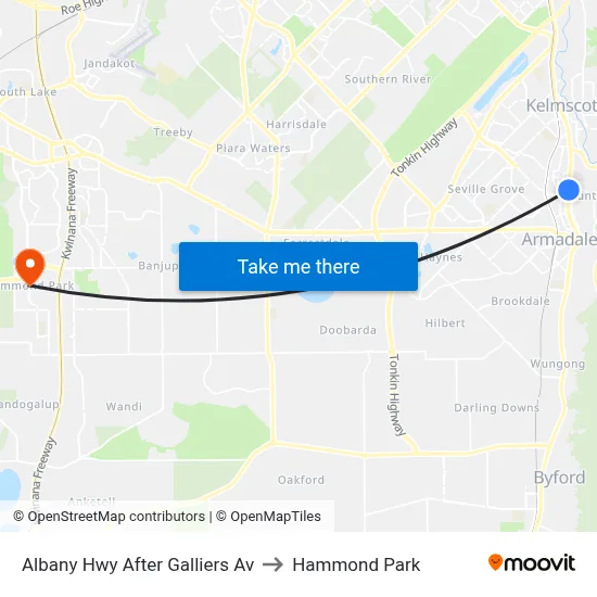 Albany Hwy After Galliers Av to Hammond Park map