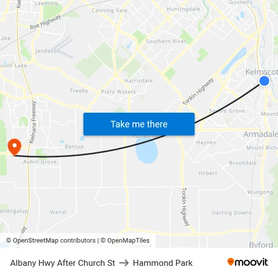 Albany Hwy After Church St to Hammond Park map