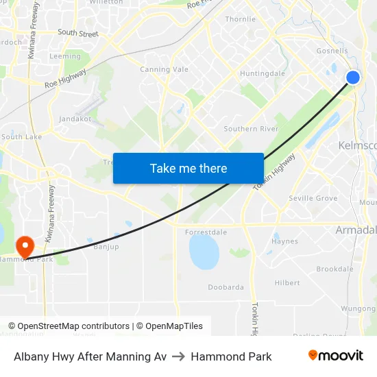 Albany Hwy After Manning Av to Hammond Park map
