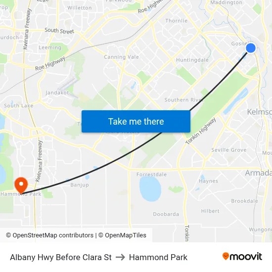 Albany Hwy Before Clara St to Hammond Park map