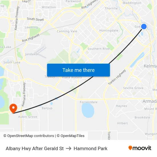 Albany Hwy After Gerald St to Hammond Park map
