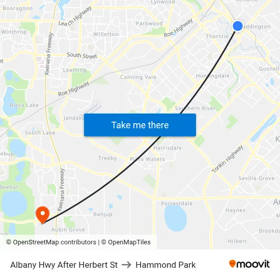 Albany Hwy After Herbert St to Hammond Park map