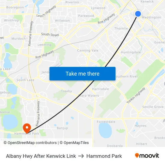 Albany Hwy After Kenwick Link to Hammond Park map
