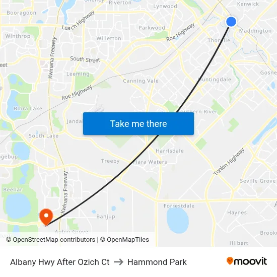 Albany Hwy After Ozich Ct to Hammond Park map