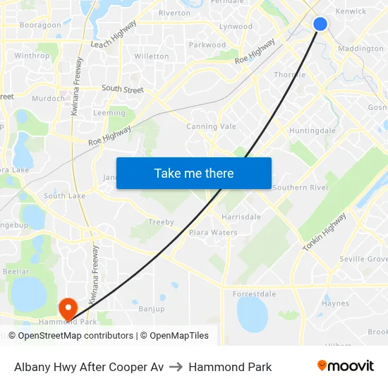 Albany Hwy After Cooper Av to Hammond Park map