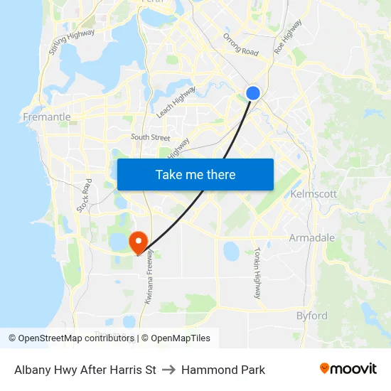 Albany Hwy After Harris St to Hammond Park map