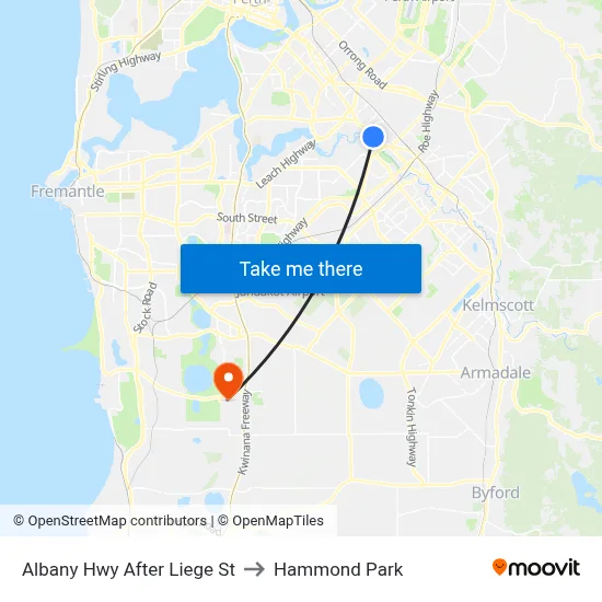 Albany Hwy After Liege St to Hammond Park map