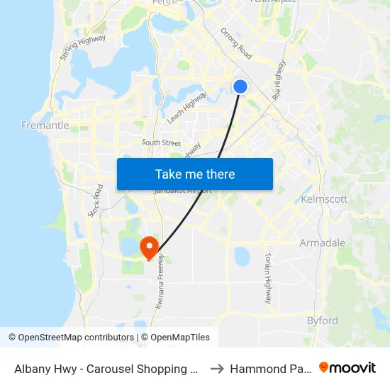 Albany Hwy - Carousel Shopping Ctr to Hammond Park map