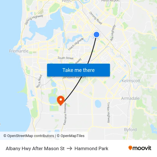 Albany Hwy After Mason St to Hammond Park map