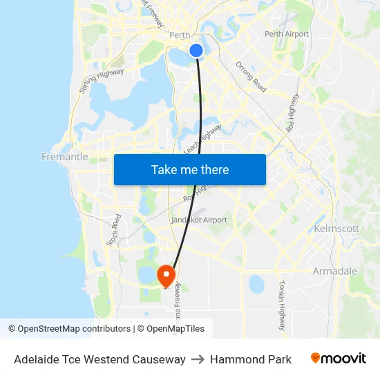 Adelaide Tce Westend Causeway to Hammond Park map