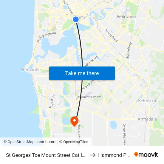 St Georges Tce Mount Street Cat Id 22 to Hammond Park map