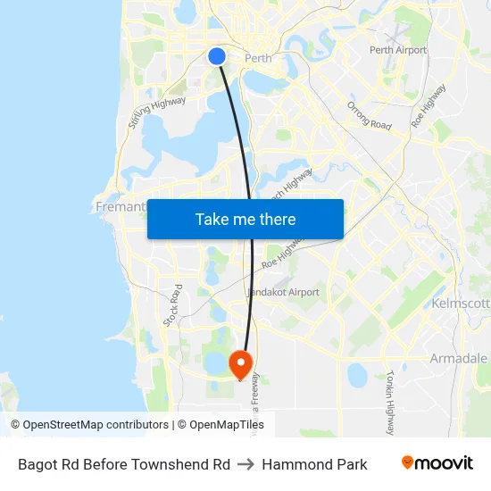 Bagot Rd Before Townshend Rd to Hammond Park map