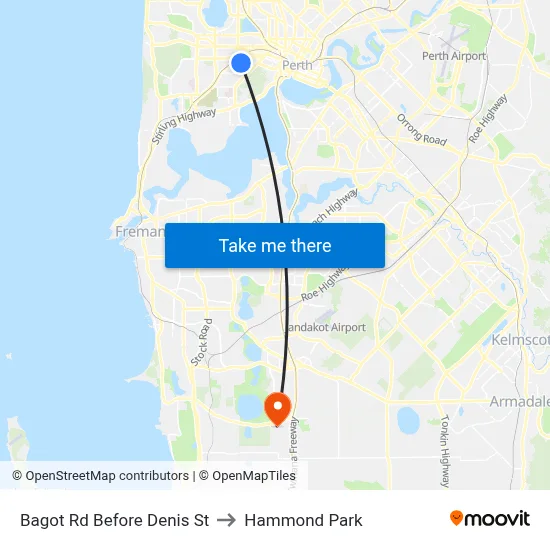 Bagot Rd Before Denis St to Hammond Park map