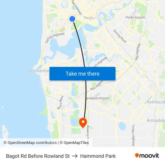 Bagot Rd Before Rowland St to Hammond Park map