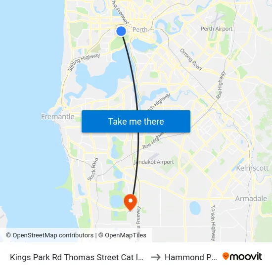 Kings Park Rd Thomas Street Cat Id 140 to Hammond Park map
