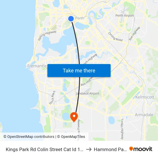 Kings Park Rd Colin Street Cat Id 142 to Hammond Park map