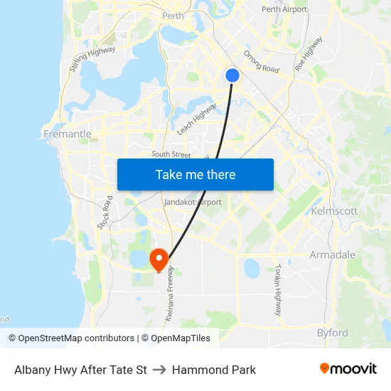 Albany Hwy After Tate St to Hammond Park map