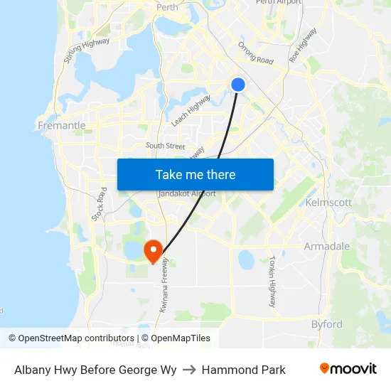 Albany Hwy Before George Wy to Hammond Park map