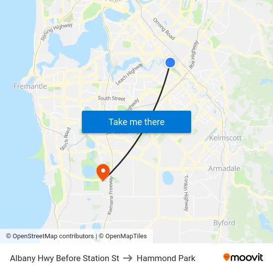 Albany Hwy Before Station St to Hammond Park map