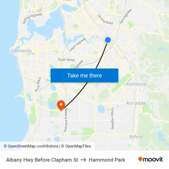 Albany Hwy Before Clapham St to Hammond Park map