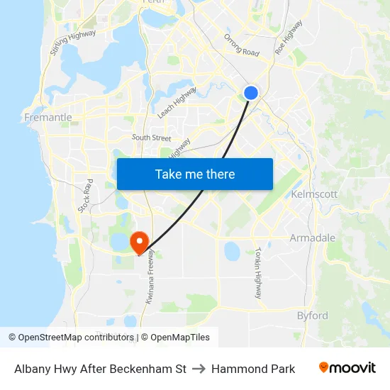 Albany Hwy After Beckenham St to Hammond Park map