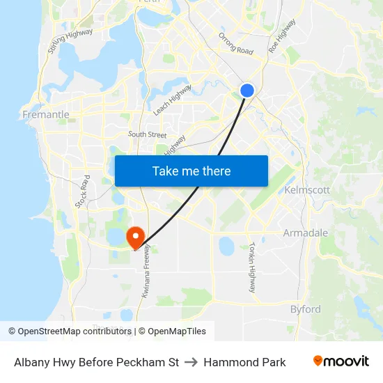 Albany Hwy Before Peckham St to Hammond Park map