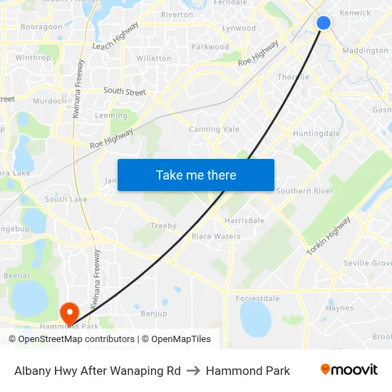 Albany Hwy After Wanaping Rd to Hammond Park map