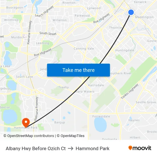 Albany Hwy Before Ozich Ct to Hammond Park map