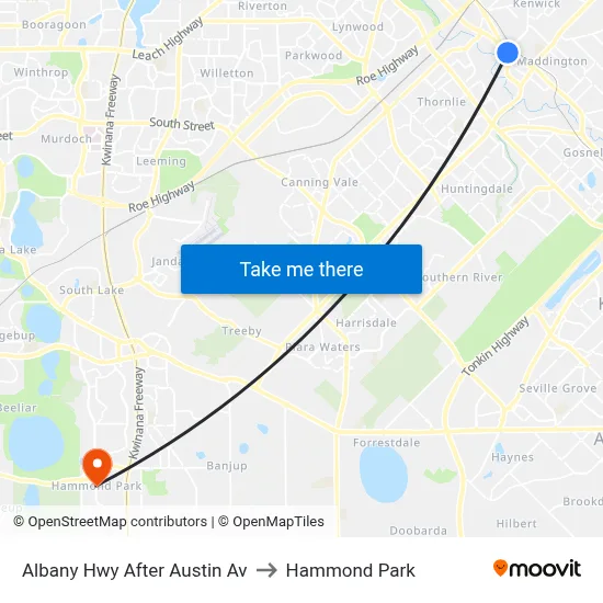 Albany Hwy After Austin Av to Hammond Park map