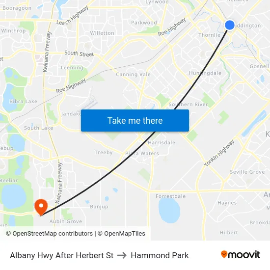 Albany Hwy After Herbert St to Hammond Park map