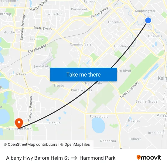 Albany Hwy Before Helm St to Hammond Park map