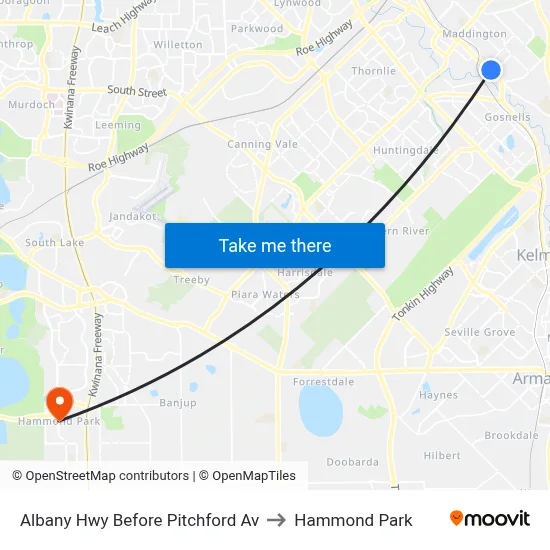 Albany Hwy Before Pitchford Av to Hammond Park map