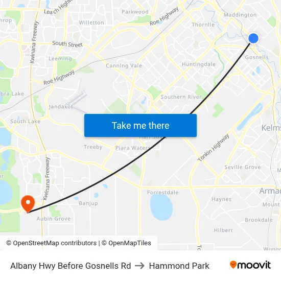 Albany Hwy Before Gosnells Rd to Hammond Park map