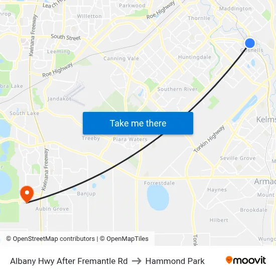 Albany Hwy After Fremantle Rd to Hammond Park map