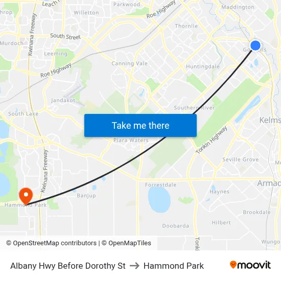Albany Hwy Before  Dorothy  St to Hammond Park map