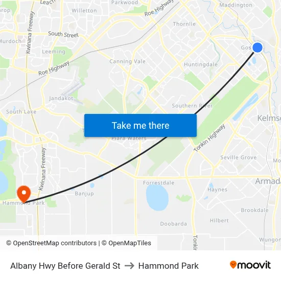 Albany Hwy Before Gerald St to Hammond Park map
