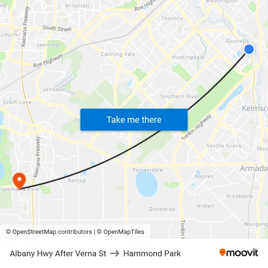 Albany Hwy After Verna St to Hammond Park map