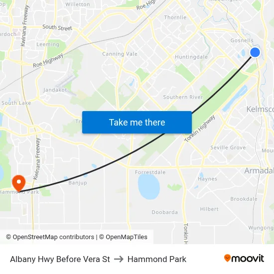 Albany Hwy Before Vera St to Hammond Park map