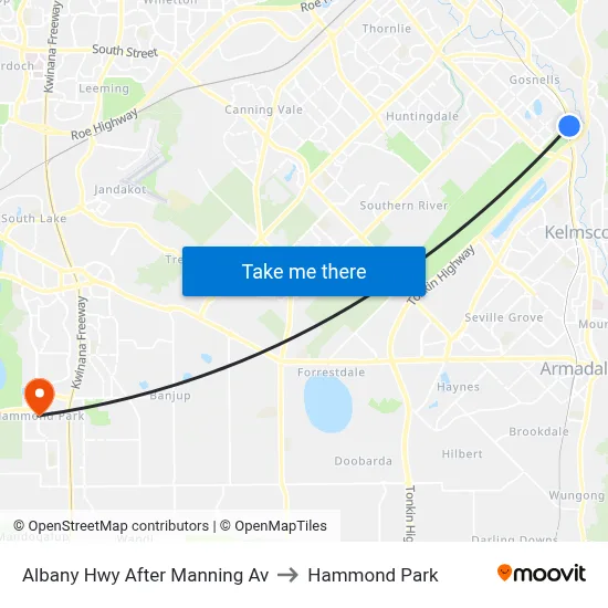 Albany Hwy After Manning Av to Hammond Park map