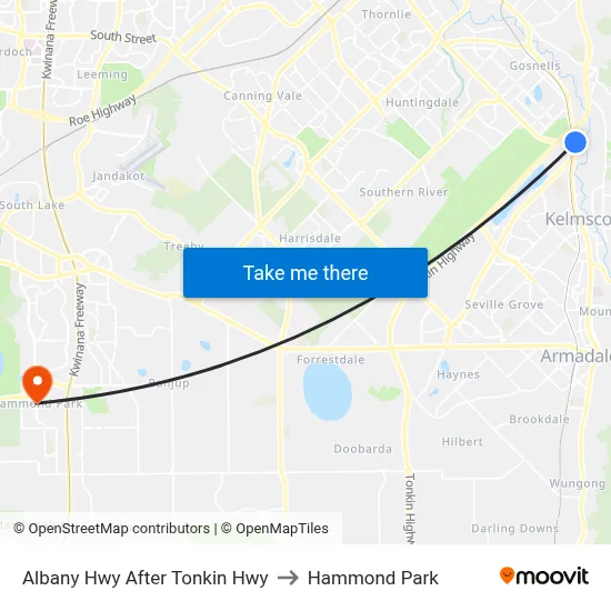 Albany Hwy After Tonkin Hwy to Hammond Park map
