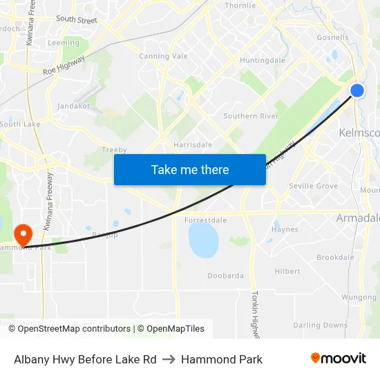 Albany Hwy Before Lake Rd to Hammond Park map