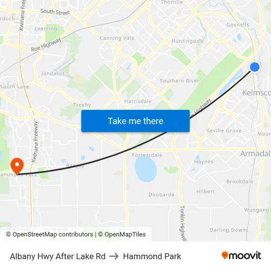Albany Hwy After Lake Rd to Hammond Park map