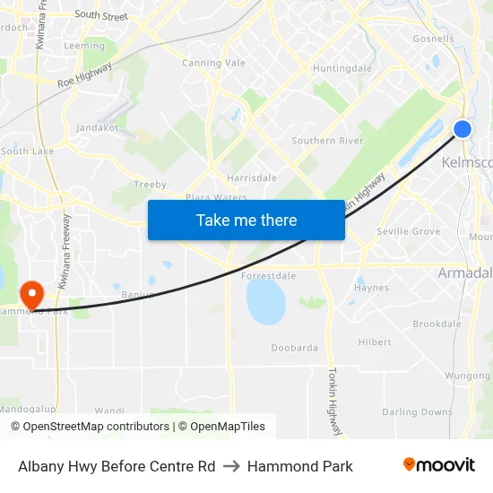 Albany Hwy Before Centre Rd to Hammond Park map