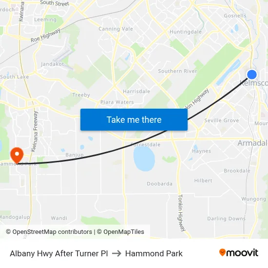 Albany Hwy After Turner Pl to Hammond Park map
