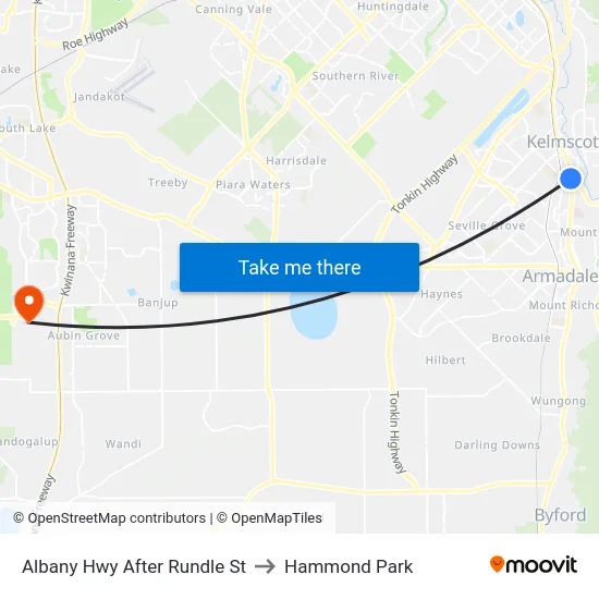 Albany Hwy After Rundle St to Hammond Park map