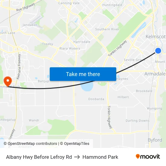 Albany Hwy Before Lefroy Rd to Hammond Park map