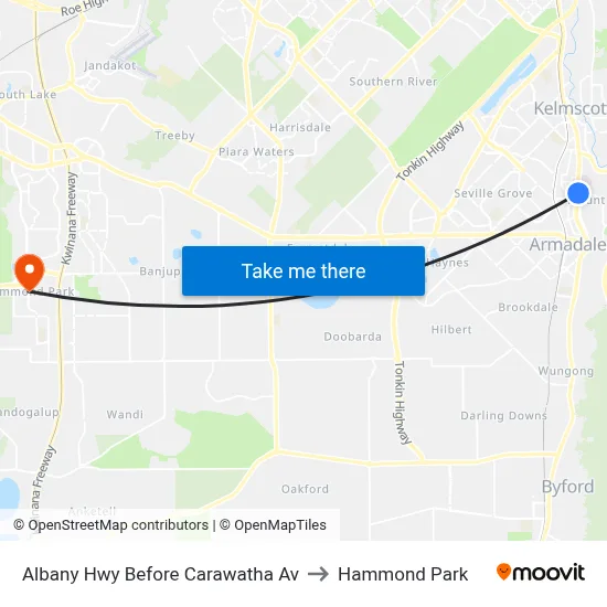 Albany Hwy Before Carawatha Av to Hammond Park map