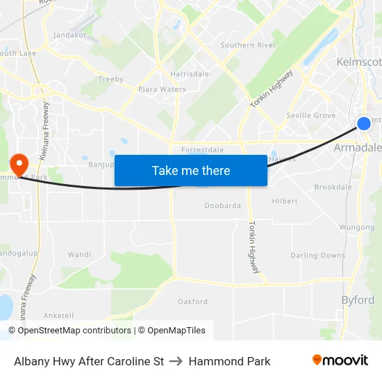 Albany Hwy After Caroline St to Hammond Park map
